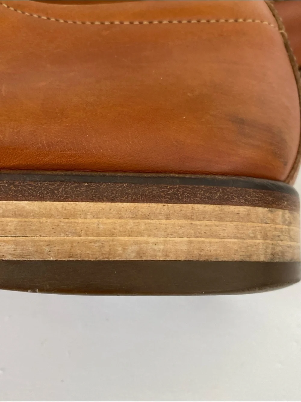 Gordon Rush 3863 Men’s 10 Cognac Brown Apron Toe Derby Made Italy Goodyear Welt